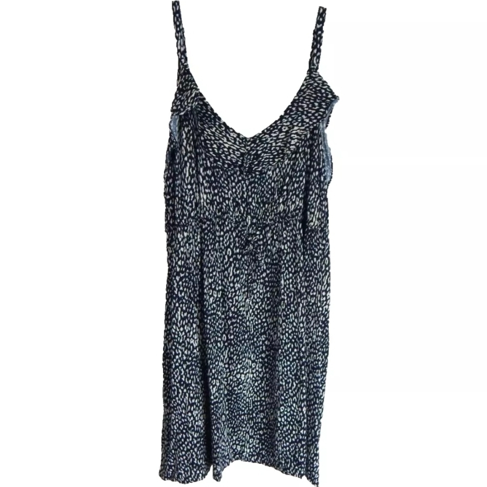 Torrid Black Leopard Ruffle Drawstring Dress